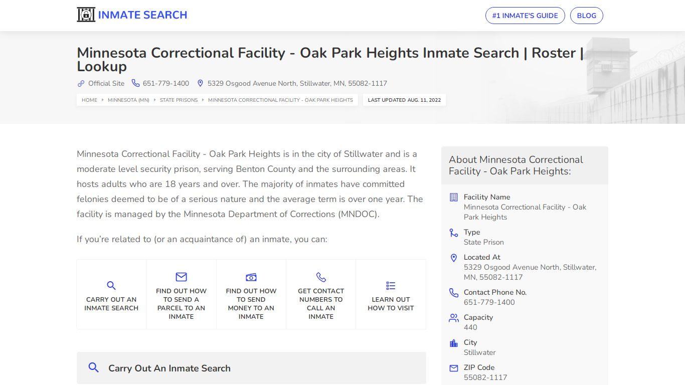 Minnesota Correctional Facility - Oak Park Heights Inmate ...